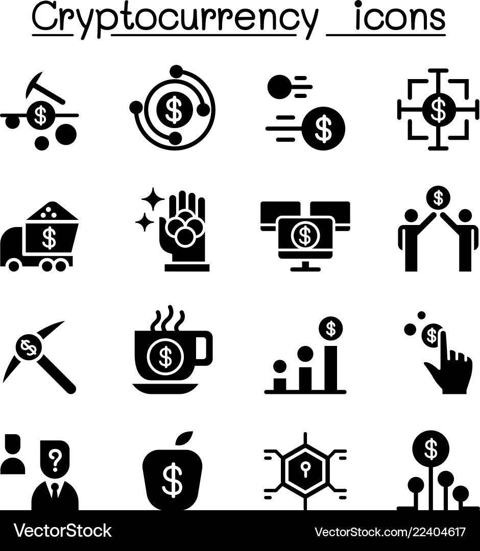 Cryptocurrency icon set Royalty Free Vector Image