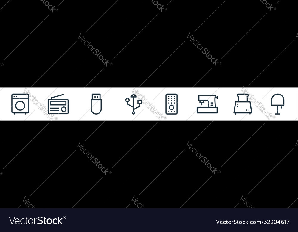 Electronics line icons linear set quality vector image Electronics line icons linear set quality