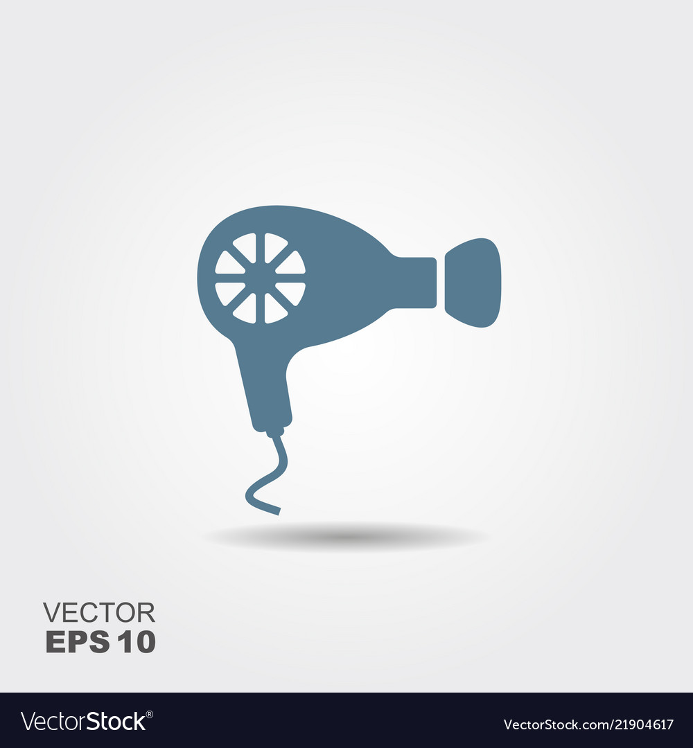 Hairdryer icon in flat style isolated on grey