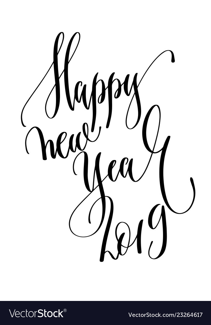 Happy new year 2019 - hand lettering inscription vector image Happy new year 2019 - hand lettering inscription