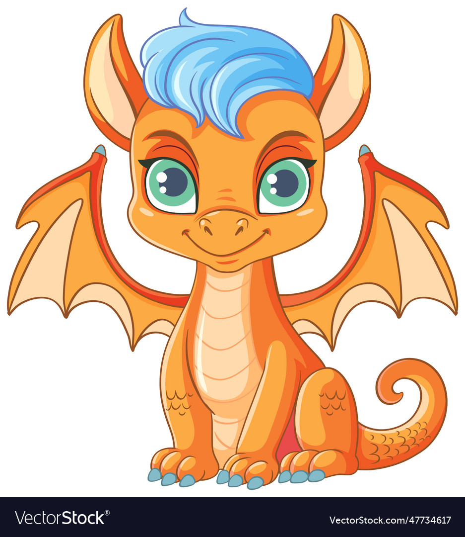 Happy orange cartoon dragon smiling Royalty Free Vector