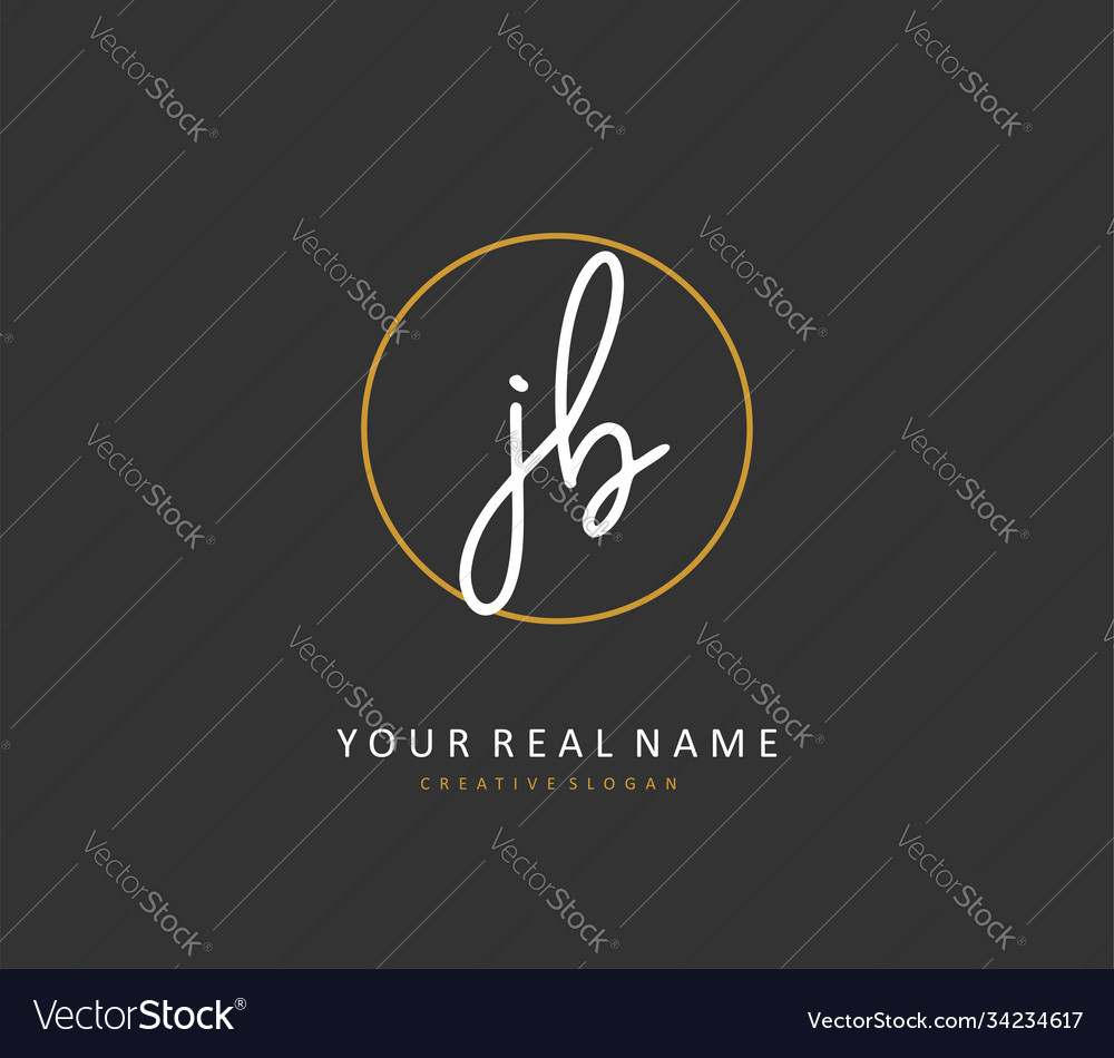 J b jb initial letter handwriting and signature Vector Image