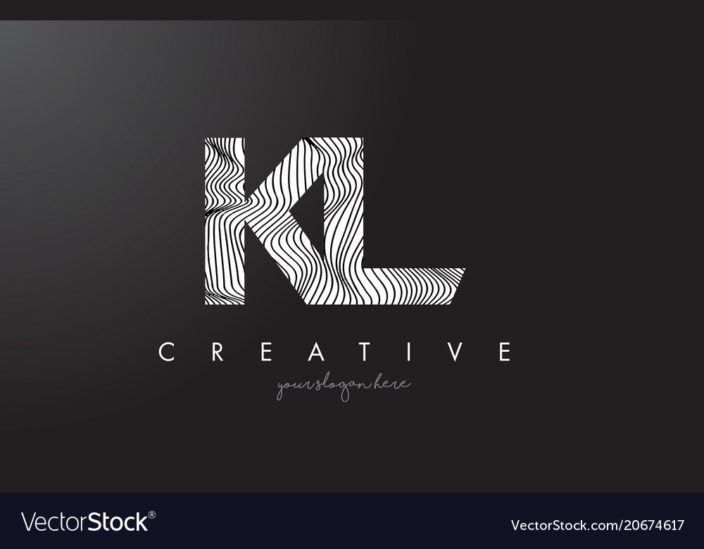 Kl k l letter logo with zebra lines texture