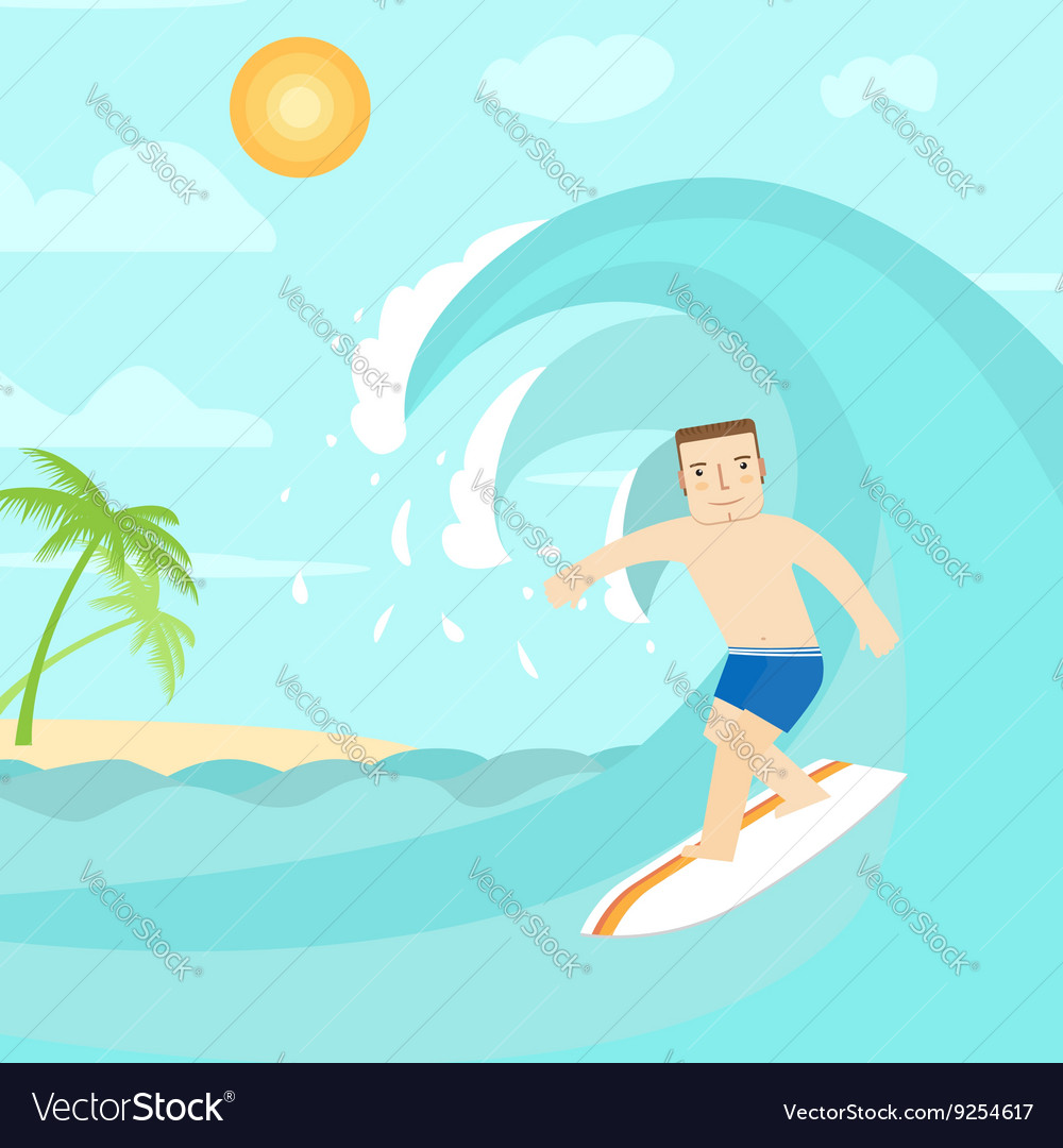 Man surfing on the ocean for web design Royalty Free Vector