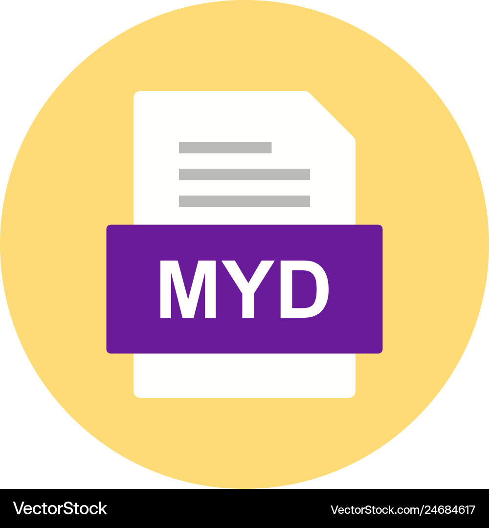 Myd file document icon Royalty Free Vector Image