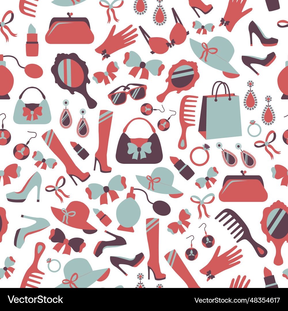 Seamless woman accessories background Royalty Free Vector