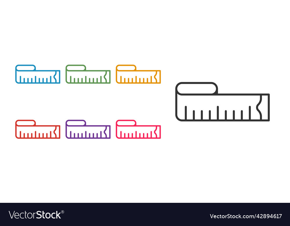 Set line tape measure icon isolated on white