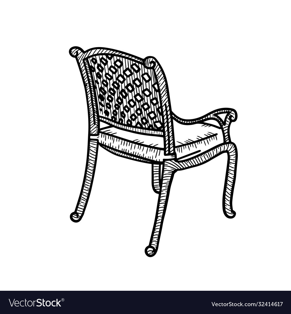 Wicker garden chair sketch outdoor street cafe vector image Wicker garden chair sketch outdoor street cafe