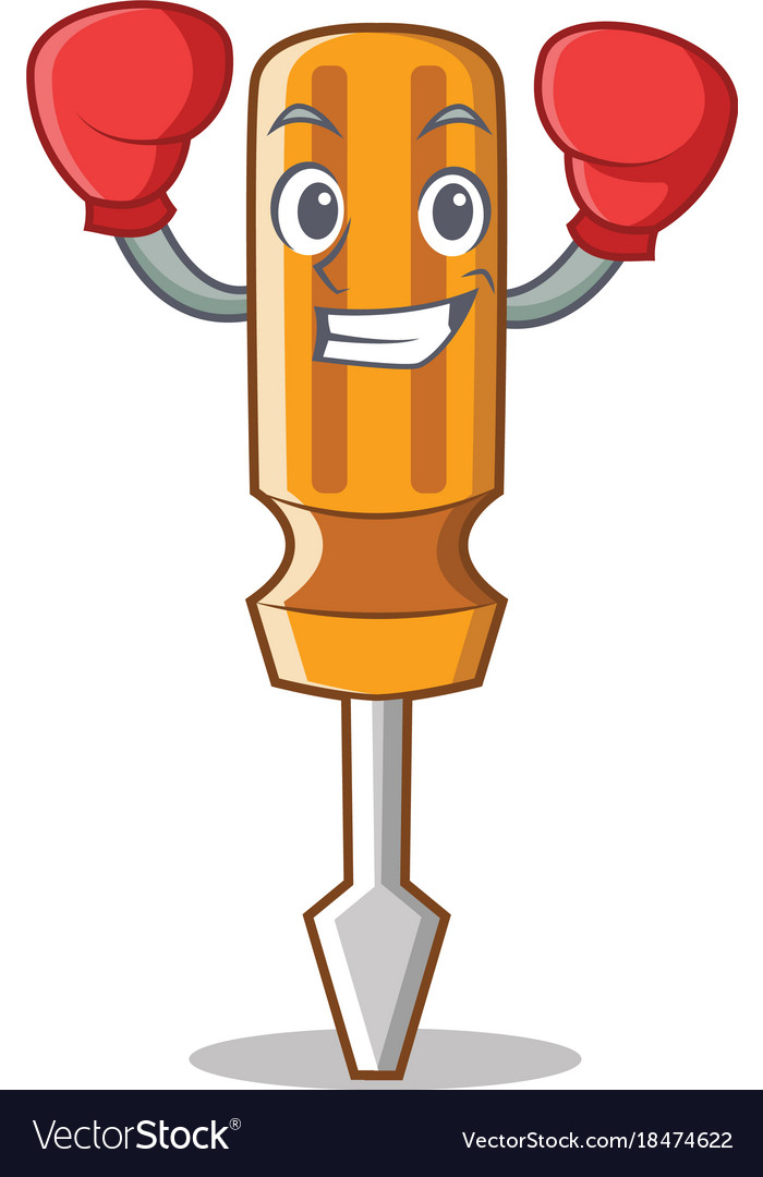 Cartoon man builder with a screwdriver Royalty Free Vector