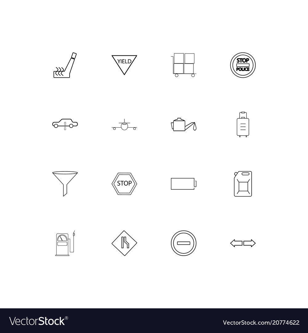 Cars and transportation linear thin icons set