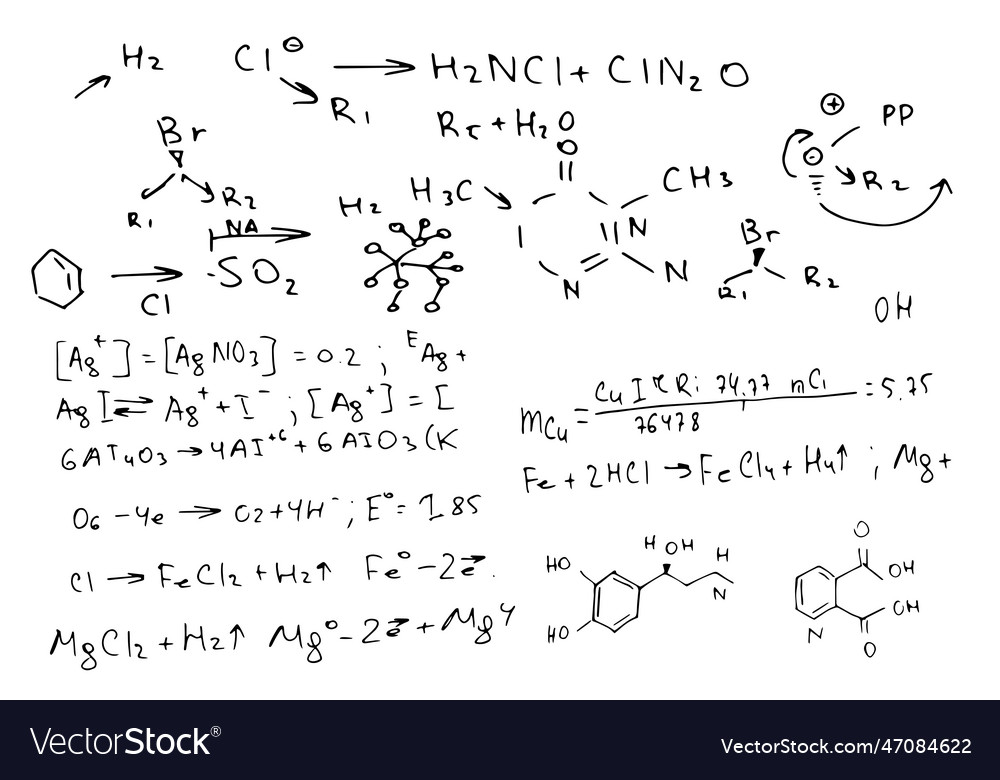 Chemical formulas the scientific educational Vector Image