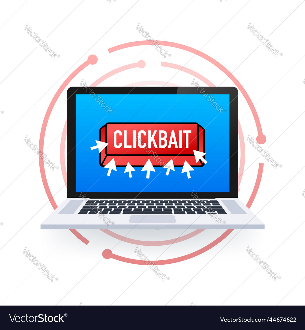Clickbait red button hand click icon symbol