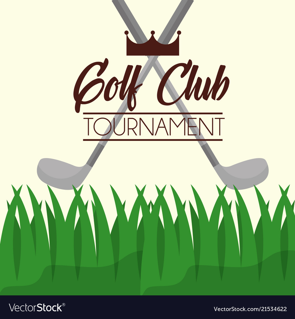 Golf clubs tournament on grass poster