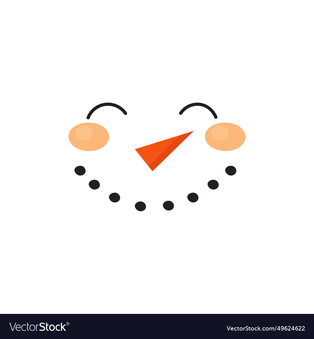 Isolated snowman face in flat cartoon