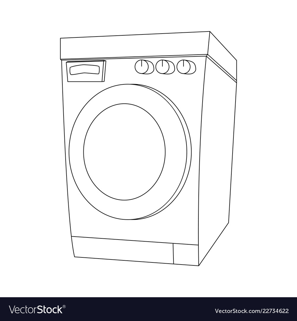 Outline cartoon washing machine design isolated Vector Image