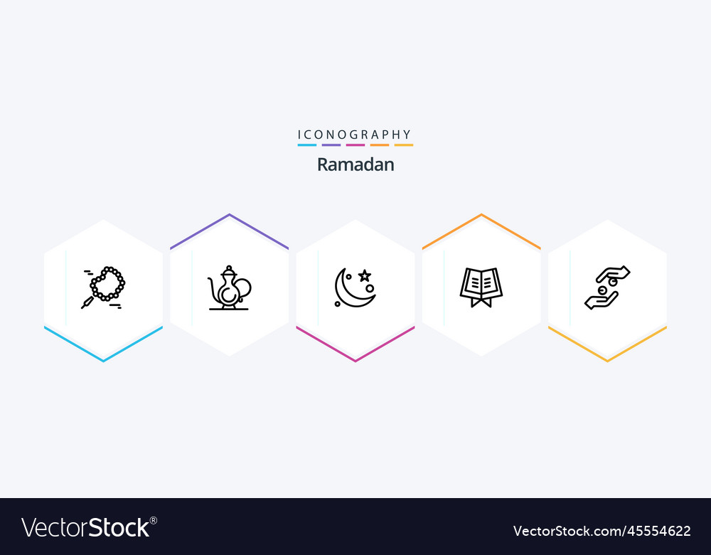 Ramadan 25 line icon pack including book