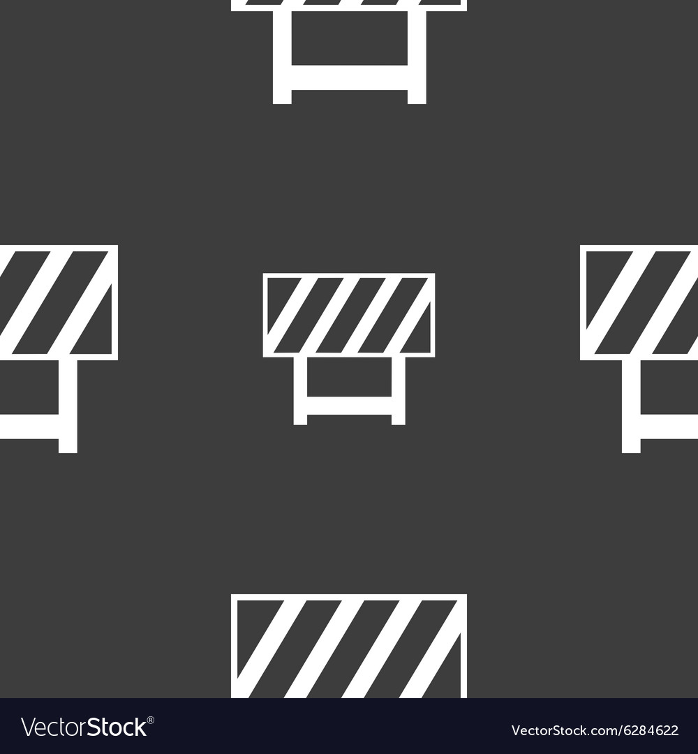 Road barrier icon sign seamless pattern on a gray