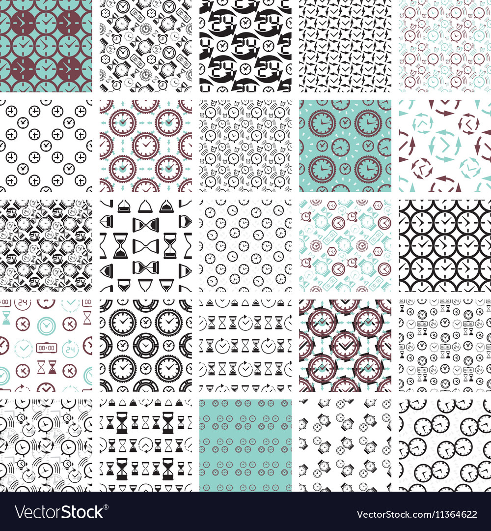 Seamless pattern collection with watches