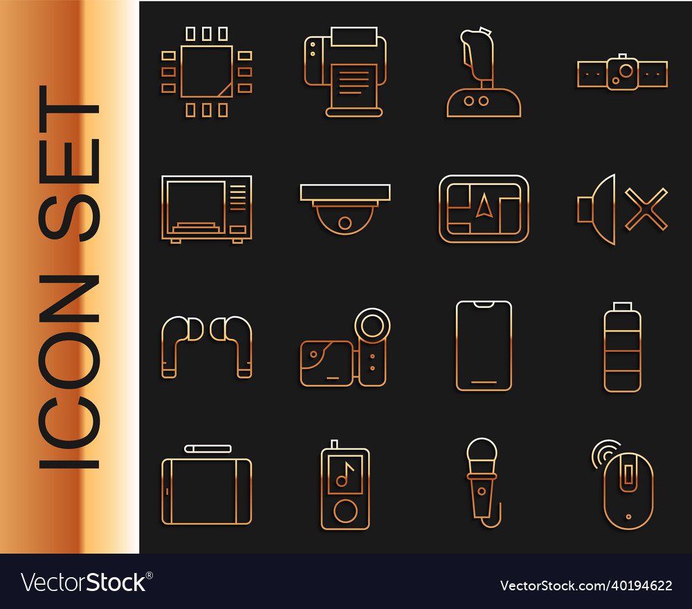 Set line wireless computer mouse speaker mute vector image Set line wireless computer mouse speaker mute