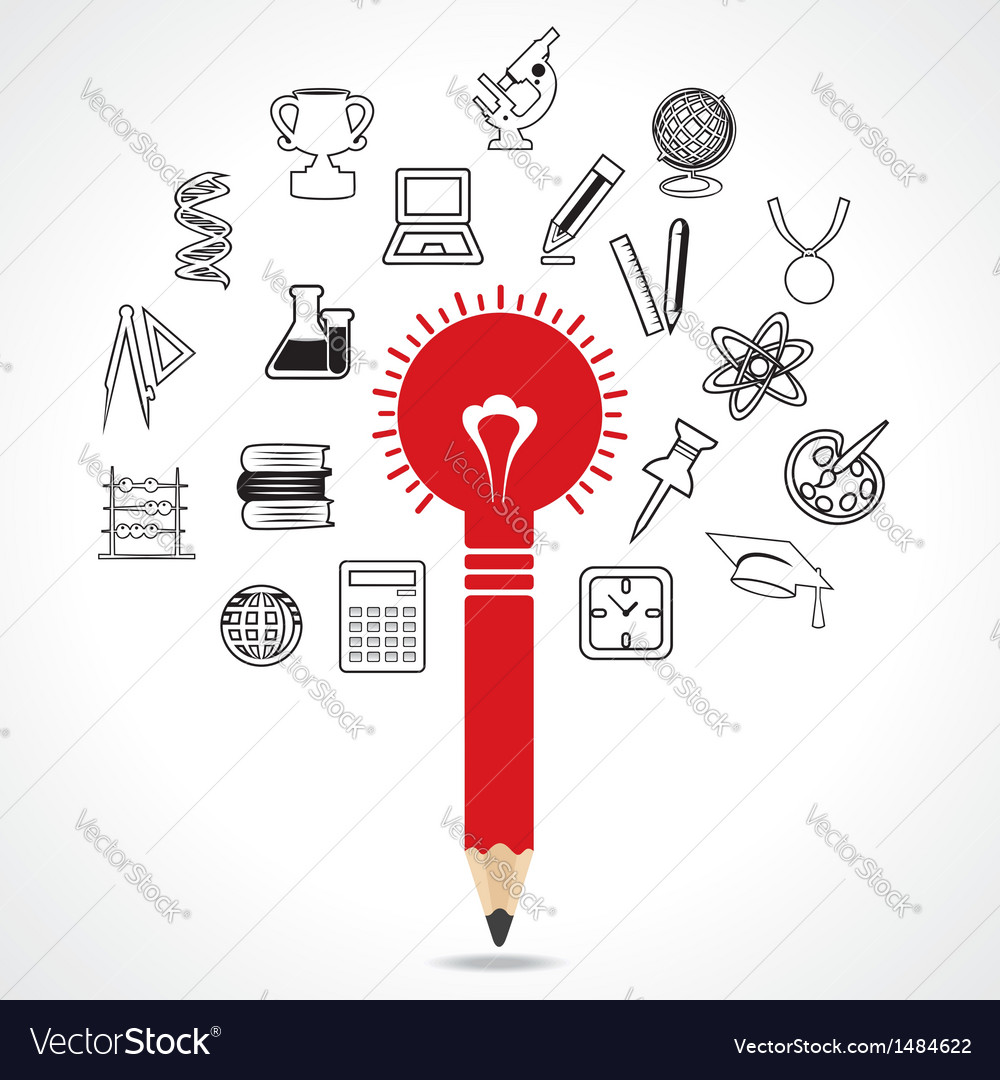 Set von pädagogischem Ikone um Bleistiftbirne