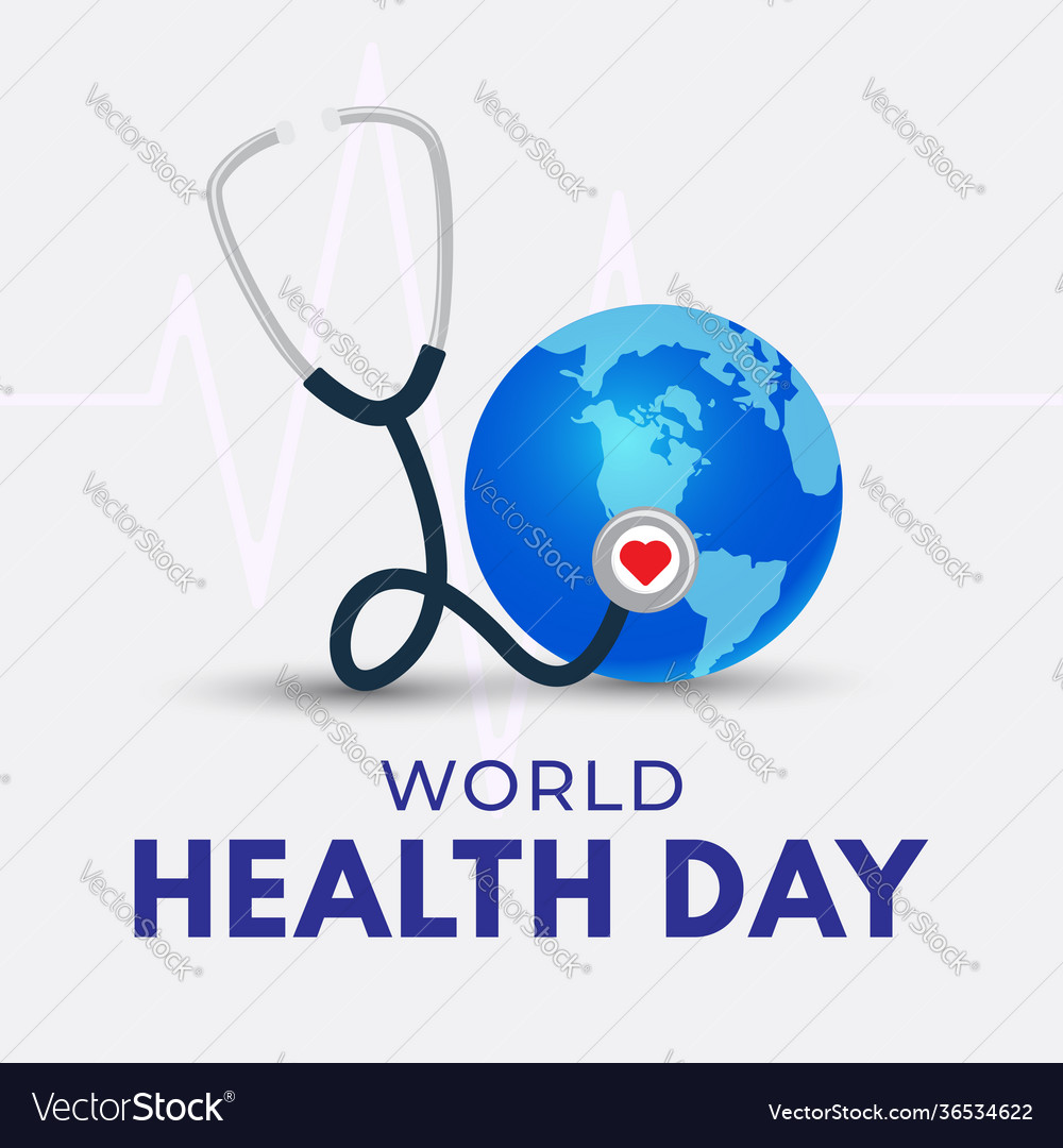 World health day poster globe and stethoscope Vector Image