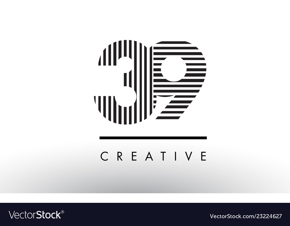 39 black and white lines number logo design Vector Image