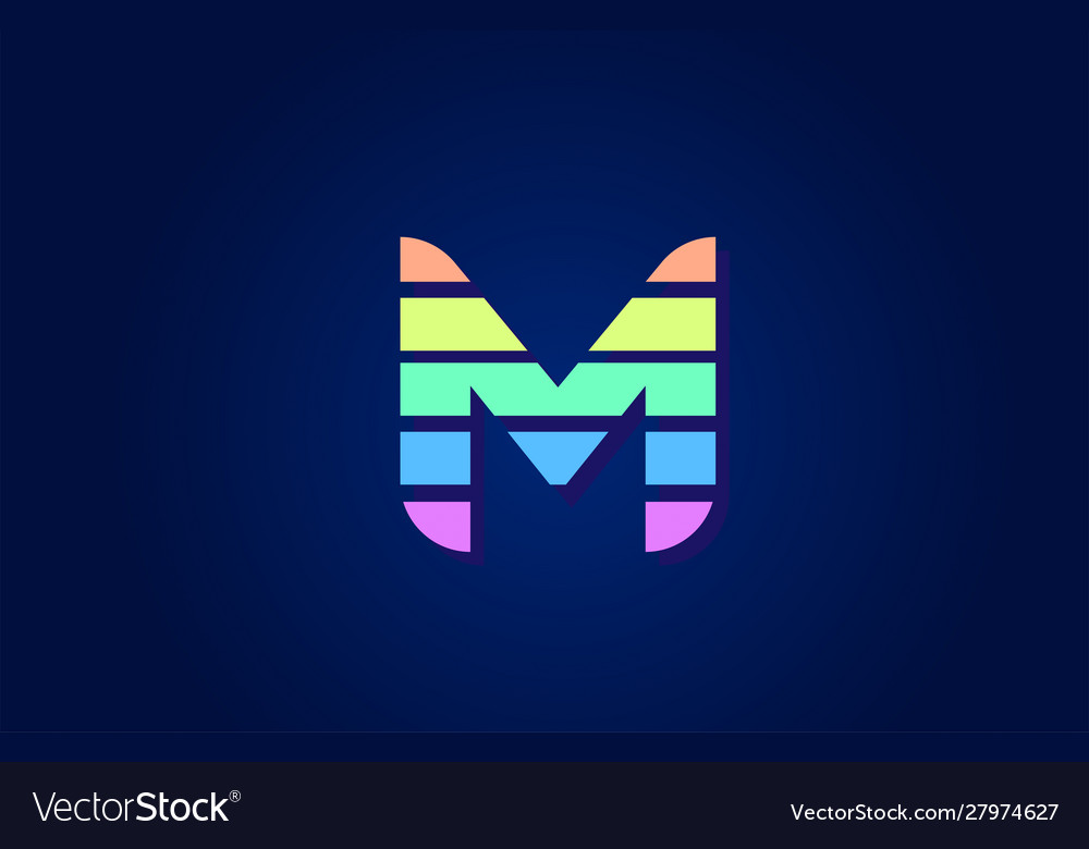 Design colored alphabet letter m Royalty Free Vector Image