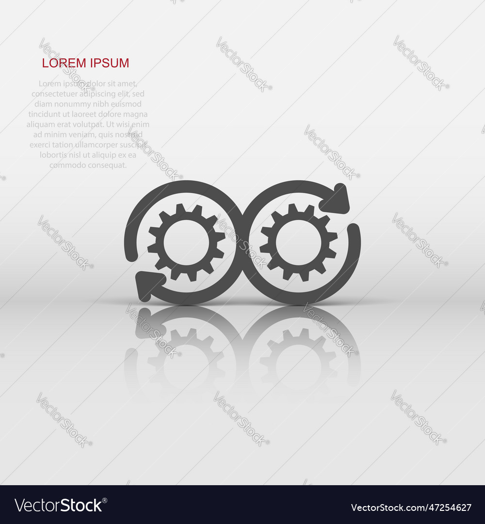 Development icon in flat style devops on white vector image Development icon in flat style devops on white