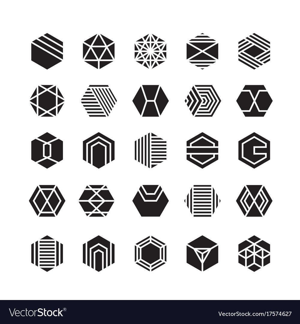 Hexagon geometric icon ornament Royalty Free Vector Image