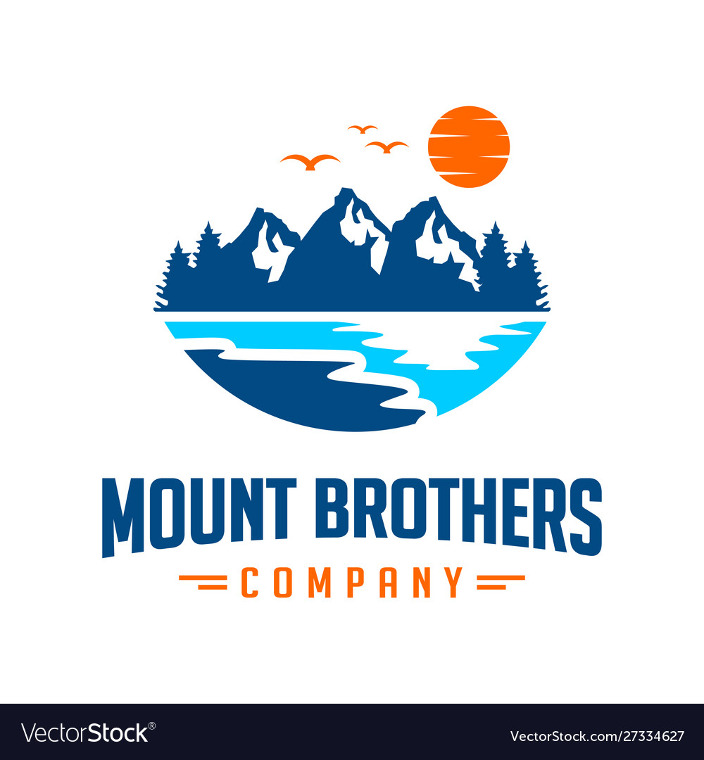 Mountain landscape emblem logo design