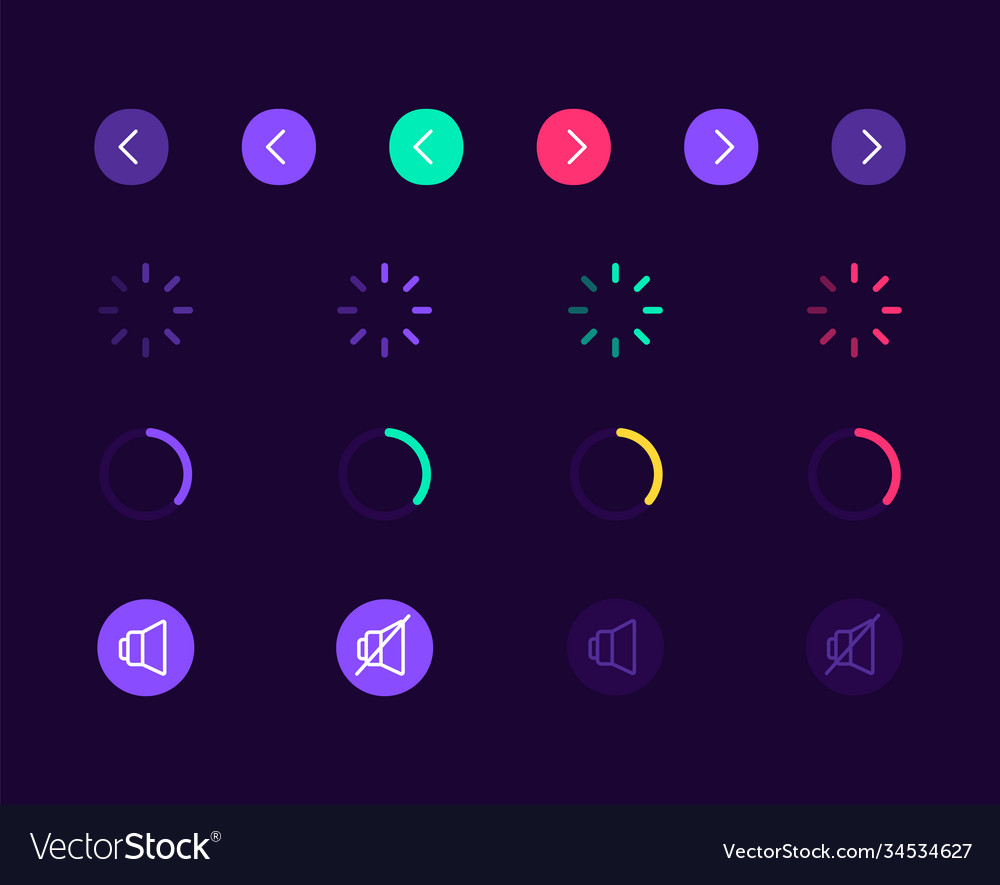 Music loading ui elements kit vector image Music loading ui elements kit