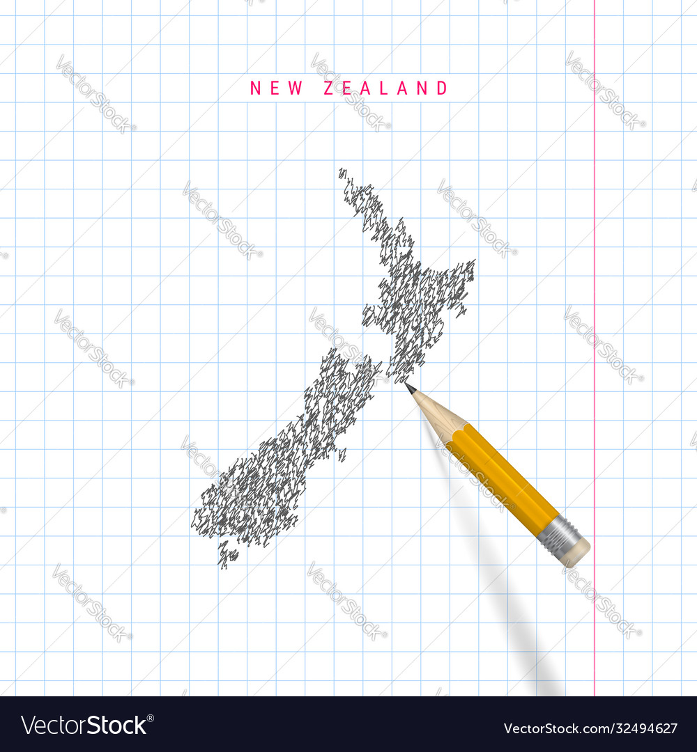 New zealand sketch scribble map drawn on Vector Image