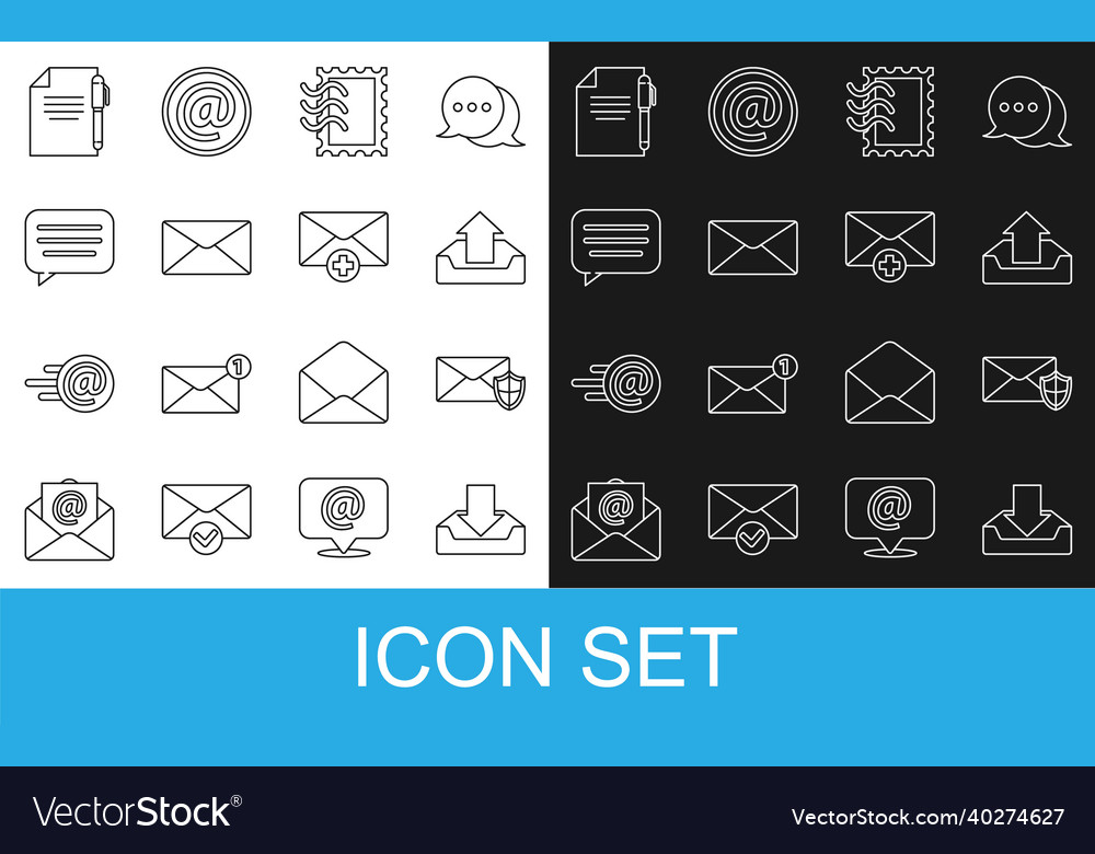Set line download inbox envelope with shield vector image Set line download inbox envelope with shield