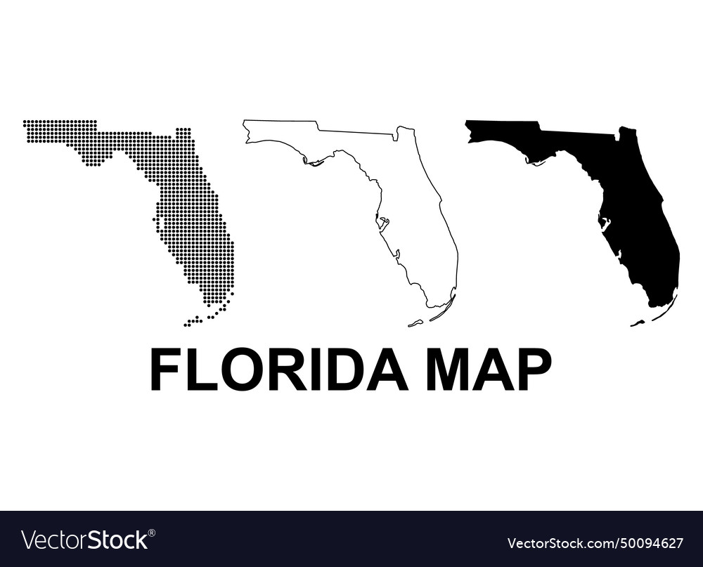 Set of florida map united states america flat Vector Image