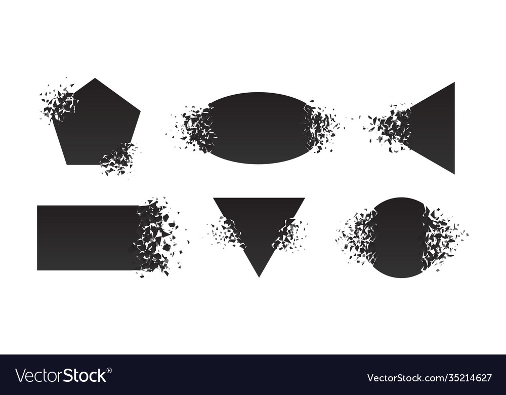 Shape shattered and explodes flat style design