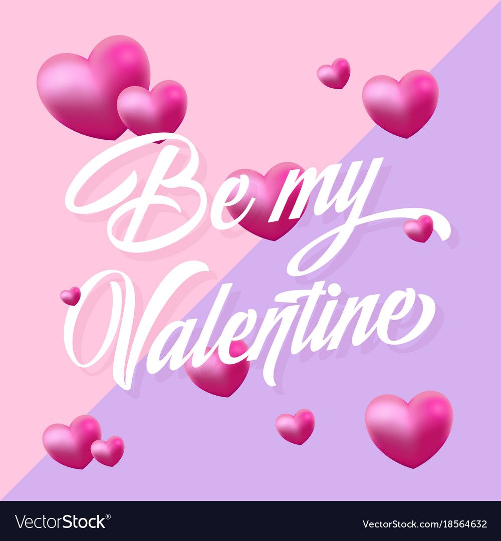 Be my valentine purple and pink hearts gentle Vector Image