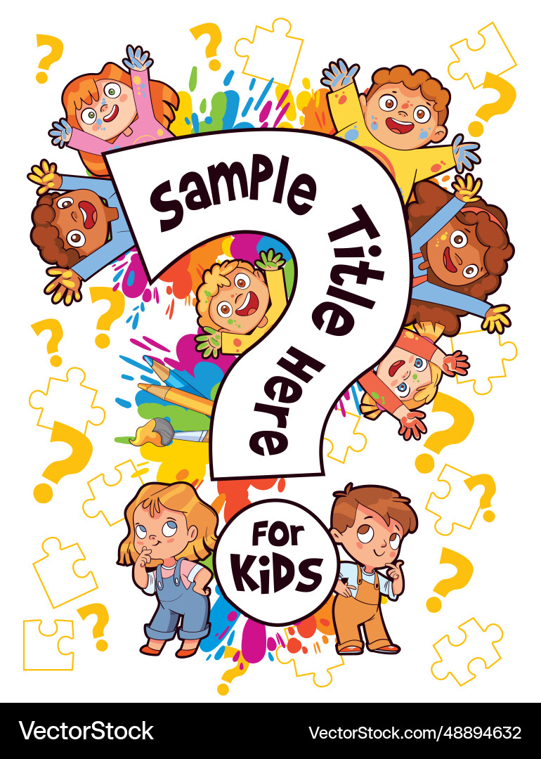 Idea for a kids cover with riddles and puzzles a Vector Image