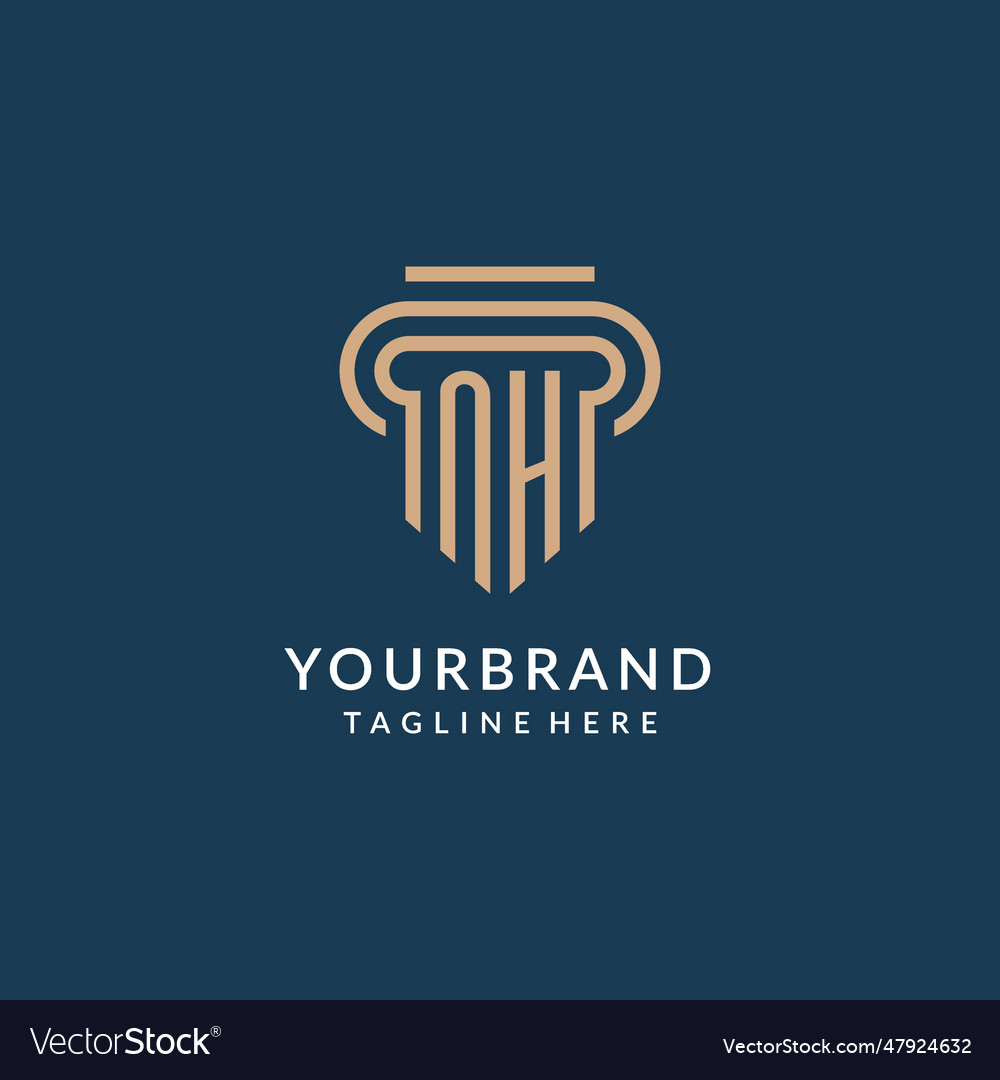 Initial nh pillar logo style luxury modern lawyer