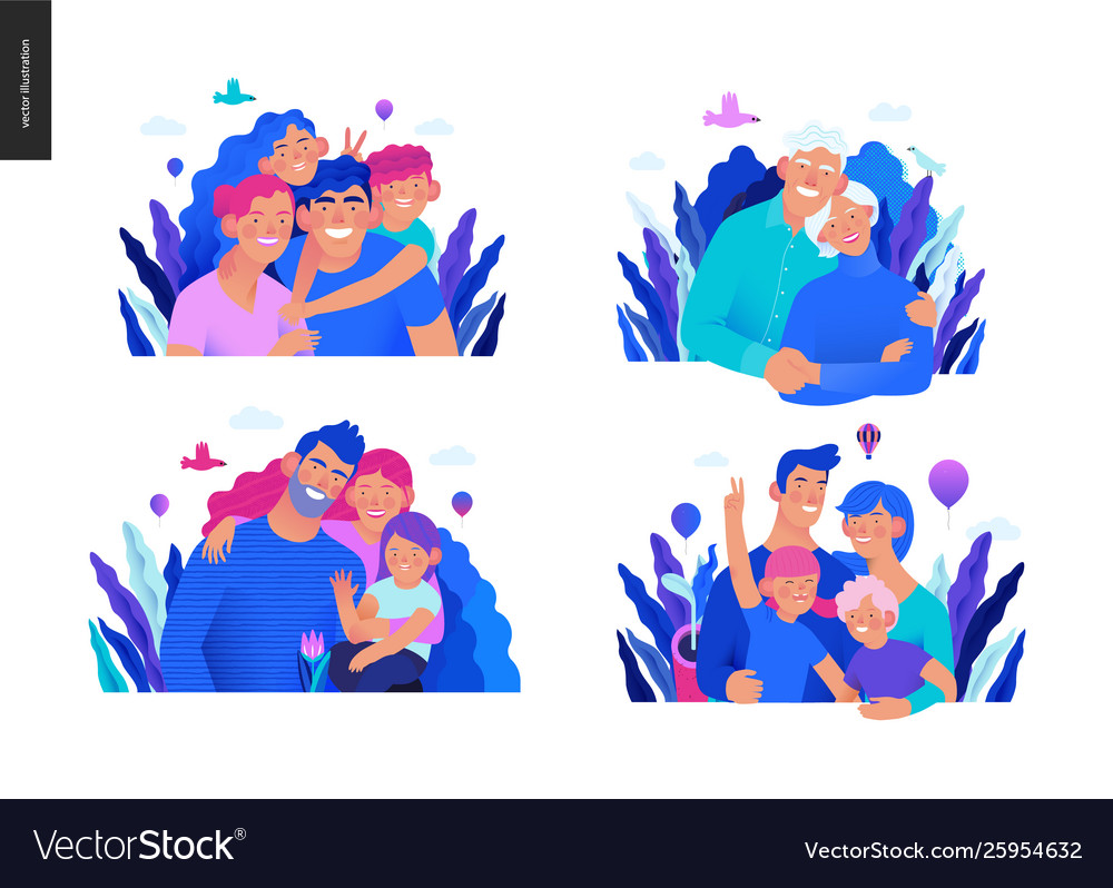 Medical insurance template - a happy family set