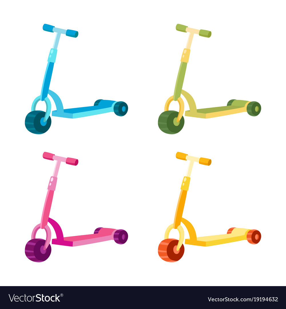 Roller scooter set balance bikes isolated