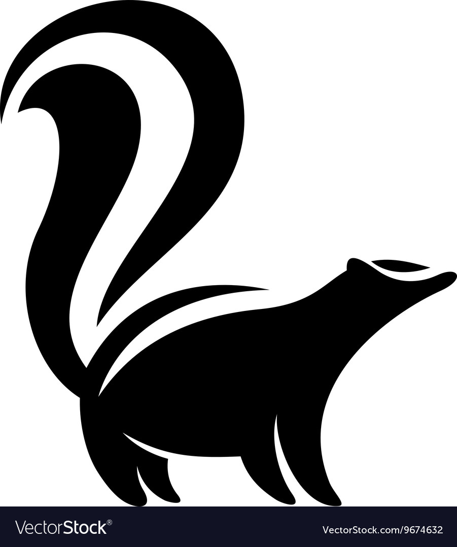 Skunk logo Black flat color simple elegant skunk Vector Image