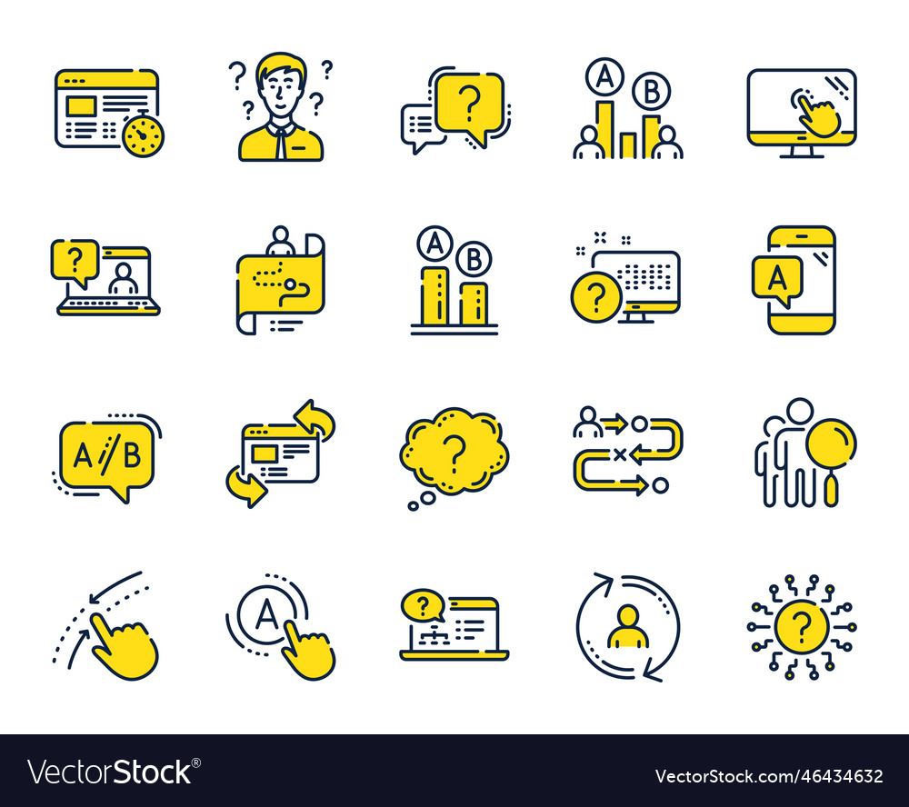Ux line icons set of ab testing journey path map vector image Ux line icons set of ab testing journey path map