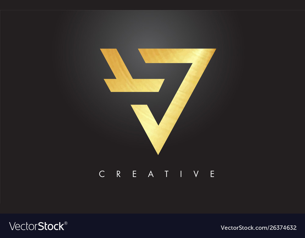 V golden letter monogram design logo gold Vector Image