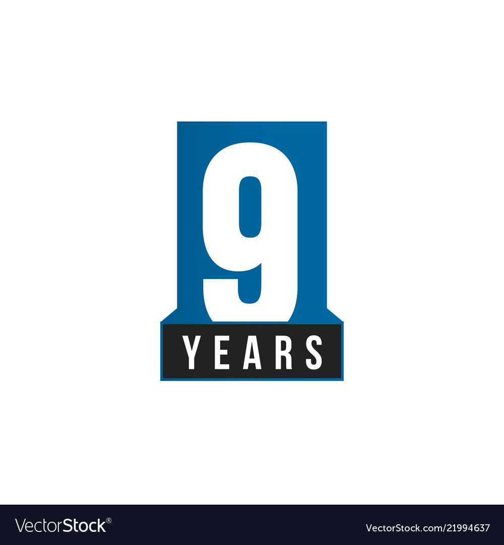 9 years anniversary icon birthday logo Royalty Free Vector