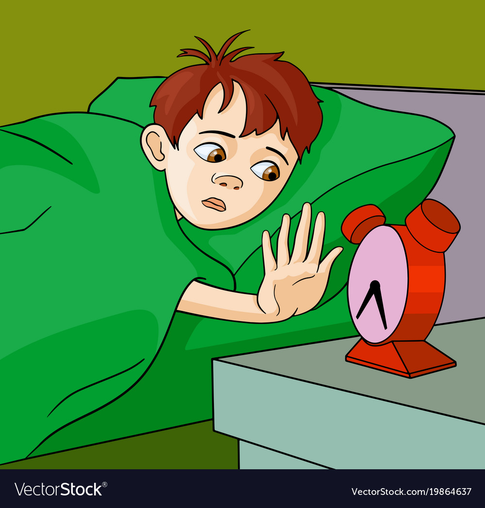 Boy waking up cartoon