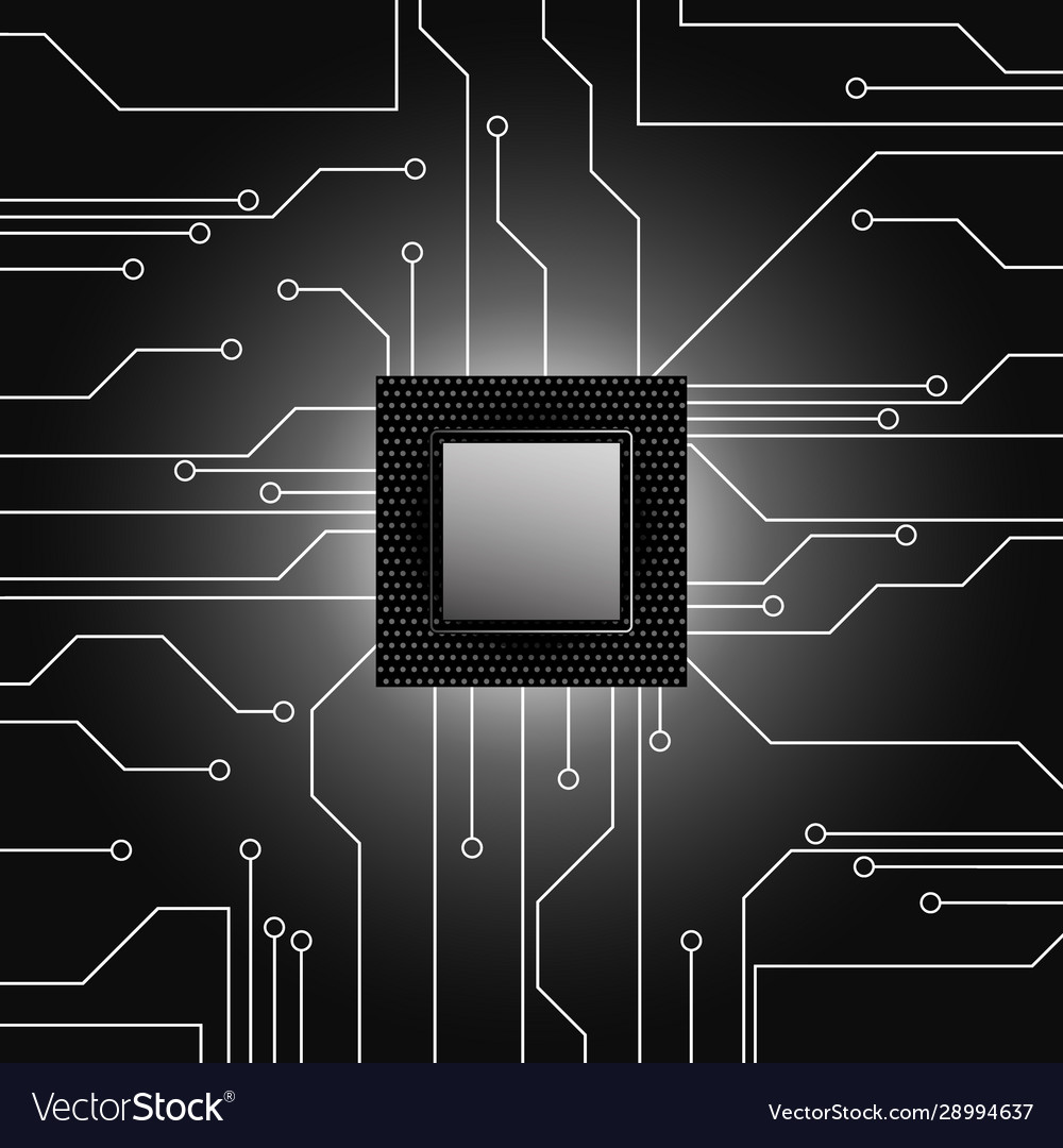 Cpu Microprocessor Microchip Circuit Board Vector Image