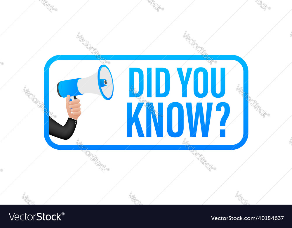 Wussten Sie dass Megaphone Label Stock vector image Wussten Sie dass Megaphone Label Stock
