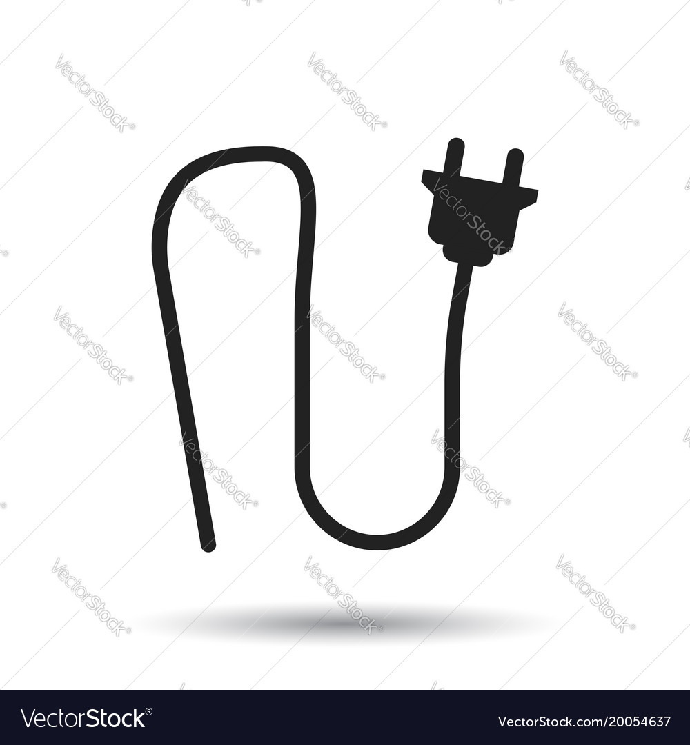 Electric plug icon power flat on white