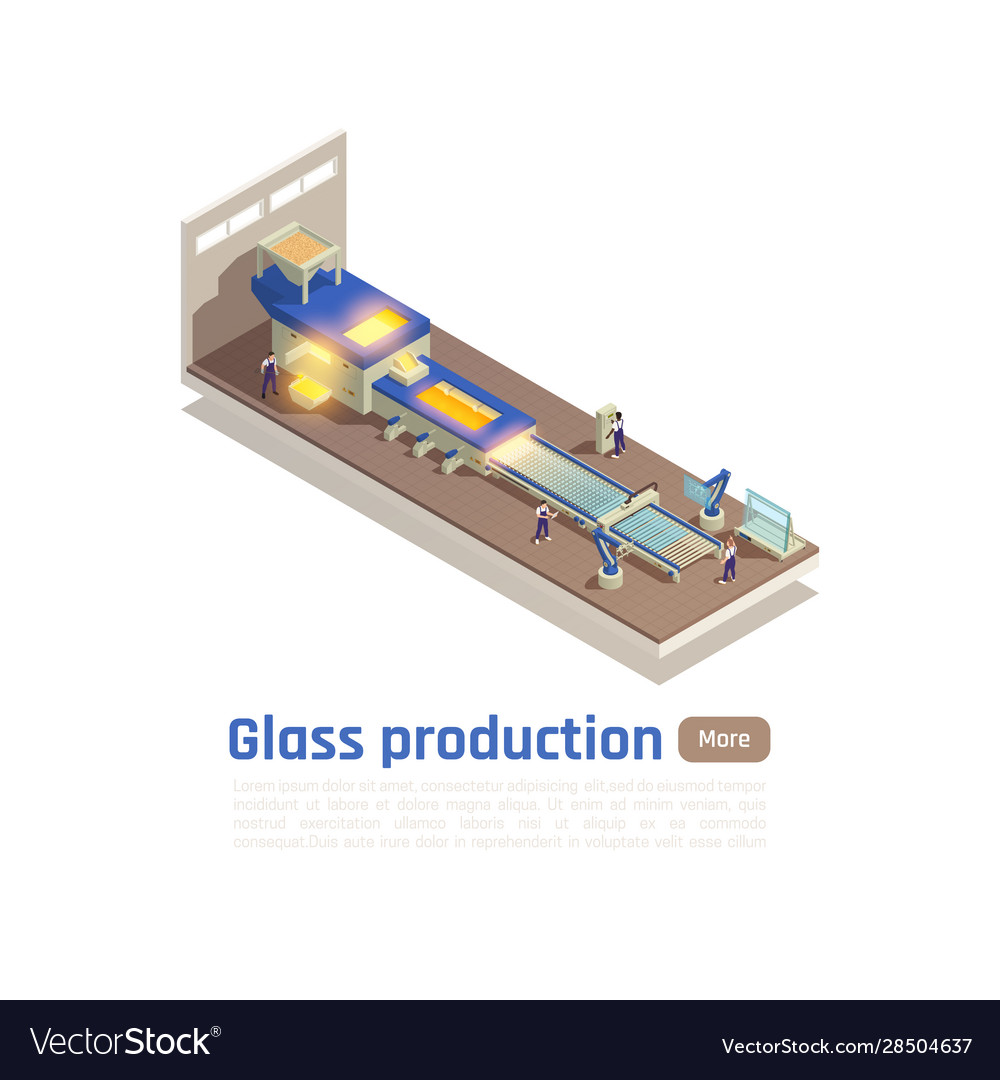 Glass Production Isometric Composition Royalty Free Vector 0191