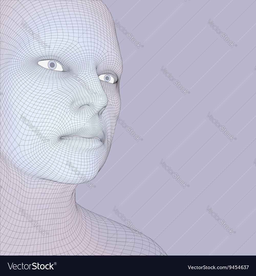 Head of the person from a 3d grid human face